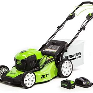 Greenworks 40V 21-Inch Brushless Self-Propelled Mower 6AH Battery and Charger Included, M-210-SP