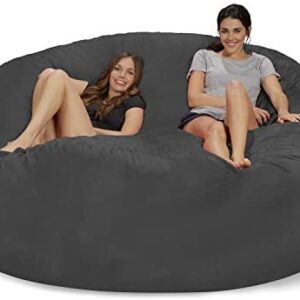 Chill Sack Bean Bag Chair: Giant 8′ Memory Foam Furniture Bean Bag – Big Sofa with Soft Micro Fiber Cover – Charcoal