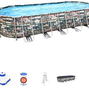Bestway Coleman 26′ x 52″ Power Steel Oval Above Ground Pool Set with WiFi Pump