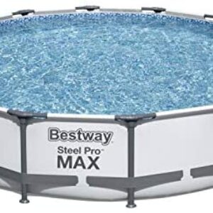 Bestway 56597E Pro MAX Above Ground, 14ft x 33in | Steel Frame Round Pool Set | No Tools Required, 14-Feet by 33-inch, Grey