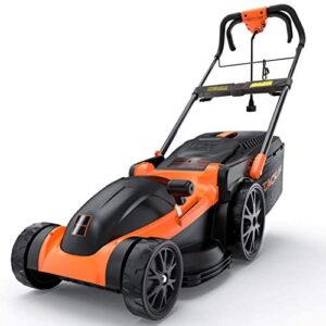 TACKLIFE Electric Lawn Mower, 16-Inch 11-Amp Lawn Mower, 6 Mowing Heights, 16Gal Collect Box, No Assembly Required, Smart Folding in 5s