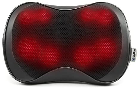Zyllion Back Neck Shiatsu Massager – Kneading Massage Pillow with Heat for Shoulders, Lower Back, Feet, and Legs (ZMA-25)