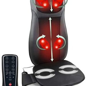 Zyllion Shiatsu Back and Neck Massager Cushion Pad with Soothing Heat Function – High Intensity Massage with 3 Modes – Fits Perfectly on Chair
