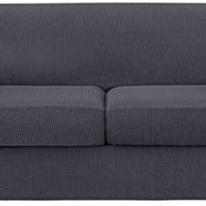 subrtex Sofa Cover High Stretch Couch Slipcover with Separate Cushion Couch Cover Soft Loveseat Slipcover Furniture Protector Machine Washable(Gray,Medium)
