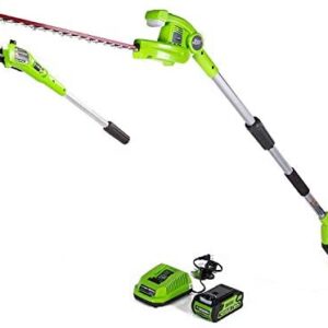 Greenworks 40V 8-inch Cordless Pole Saw with Hedge Trimmer Attachment 2.0Ah Battery and Charger Included, PSPH40B210