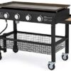 U-MAX 4-Burner Portable Propane Gas Grill 2 in 1 with steel gas griddle flat top & 741sq. Inch BBQ Grill Plate Pan, CSA Approved Outdoor Folding Barbecue Cooking Station for Home, Camping, Party