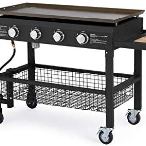 U-MAX 4-Burner Portable Propane Gas Grill 2 in 1 with steel gas griddle flat top & 741sq. Inch BBQ Grill Plate Pan, CSA Approved Outdoor Folding Barbecue Cooking Station for Home, Camping, Party