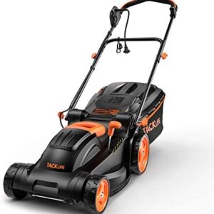TACKLIFE Electric Lawn Mower, 14 Inch 10-Amp Lawn Mower, 6 Cutting Heights (0.98”-2.95”), 10.5 Gal Grass Box, Single Lever Adjustable , Tool-Free Installation, Used in Small & Medium Gardens