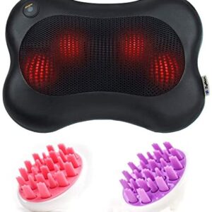 Zyllion Shiatsu Back & Neck Massager ZMA-13-BK (Black) & Hair Scalp Massagers ZMA-12 (Purple & Pink)