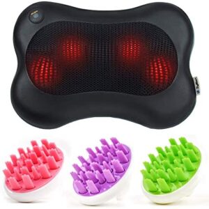 Zyllion Shiatsu Back & Neck Massager (ZMA-13-BK) Black & Hair Scalp Massagers (ZMA-12) Pink, Purple & Green