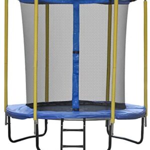 LYNSLIM 8FT Trampoline with Safety Enclosure Net Outdoor Fitness Trampoline PVC Spring Cover Padding for Children Adults Family Backyards Indoor (Straight, 8FT)