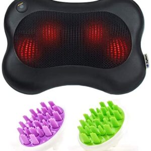 Zyllion Shiatsu Back & Neck Massager (ZMA-13-BK) Black & Hair Scalp Massagers (ZMA-12) Purple & Green
