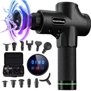 Massage Gun Deep Tissue,Muscle Massage Gun for Athlete with 12 Heads,Super Quiet Brushless Motor,Back Shoulder Leg Facial Gun,Handheld Percussion Massage Gun for Pain Relief (Black)