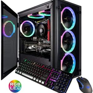 CUK Stratos Micro Gaming Desktop (AMD Ryzen 7, 32GB DDR4 RAM, 512GB NVMe SSD + 2TB HDD, NVIDIA GeForce GTX 1650 4GB, 600W Gold PSU, Windows 10 Home) Gamer PC Computer