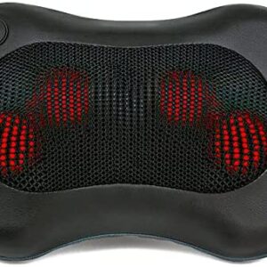 Zyllion Neck Kneading Massage Pillow with Heat for Shoulders, Lower Back, Calf, Legs, Foot-Use at Home, Office, and Car, ZMA-13-BK (Black)