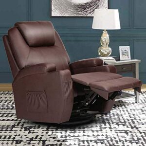 Massage Recliner Chair, Semper Brown Massage Chairs Full Body Leather Recliner with Adjustable Headrest, 360 Degree Rotation, 150 Degree Recline