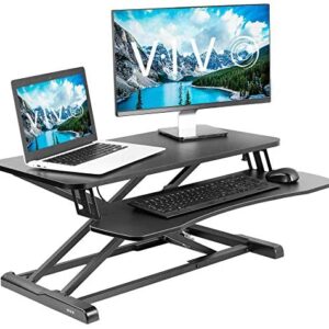 VIVO Standing 32 inch Desk Converter, Height Adjustable Riser, Sit to Stand Dual Monitor and Laptop Workstation with Wide Keyboard Tray, Black, DESK-V000K