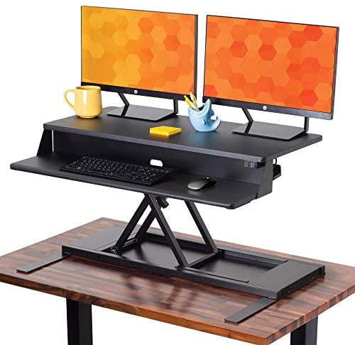 Flexpro Power 36 Inch Electric Standing Desk – Electric Height Adjustable Stand up Desk by Award Winning Stand Steady – Holds 2 Monitors (Black) (36″)