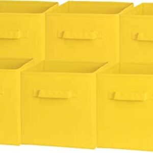 6 Pack – SimpleHouseware Foldable Cube Storage Bin, Yellow