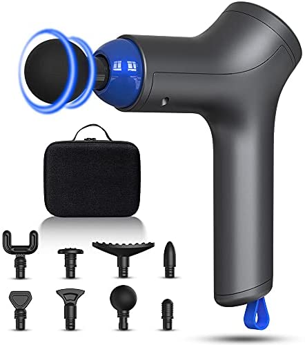 Massage Gun Deep Tissue Percussion Muscle Massager for Pain Relief, Back Massager Gun for Athletes with 8 Massage Heads & 4 Speeds
