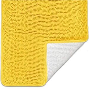 BIGFOOT Luxury Chenille Bathroom Rug Mat 30 x 20, Extra Soft and Absorbent Shaggy Rugs, Non Slip, Machine Wash Dry, Perfect Carpet Mats for Tub, Shower and Bathroom Washable, Yellow