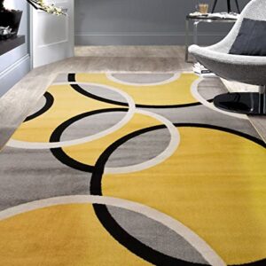 Rugshop Contemporary Abstract Circles Area Rug 5′ 3″ x 7′ 3″ Yellow