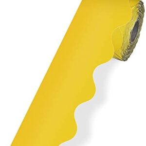 Carson Dellosa Yellow Scalloped Bulletin Board Border—Rolled Border for Bulletin Board Decorations, Desks, Locker Displays, Homeschool or Classroom Décor (2.25″ x 65′)