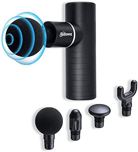 Mini Massage Gun Deep Tissue Massager, Portable Body Handheld Quiet Muscle Massage Gun with 4 Massage Heads 4 Speed High-Intensity Vibration Rechargeable Massage Guns with Easy Carry Case (Black)