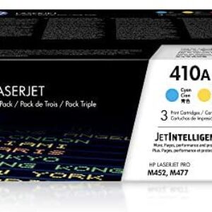 HP 410A | CF411A, CF412A, CF413A | 3 Toner-Cartridges | Cyan, Yellow, Magenta | Works with HP Color LaserJet Pro M452 Series, M377dw, MFP 477 Series