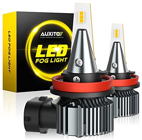 AUXITO H8 H11 H16 LED Fog Light Bulb, Amber Yellow, Super Penetration, LED CSP Chips, 4000 Lumens Per Pair, 30000 Hours Lifespan, Plug and Play, Canbus Error Free, Halogen Replacement DRL Bulbs 2Pack
