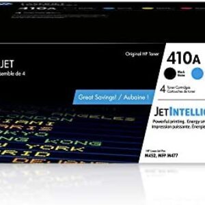 HP 410A | CF410A, CF411A, CF412A, CF413A | 4 Toner-Cartridges | Black, Cyan, Magenta, Yellow | HP Color LaserJet Pro M452 Series, M377dw, MFP 477 Series