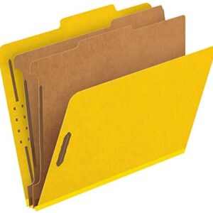 Pendaflex Classification Folders, 2 Dividers, 2″ Fasteners, Letter Size, Yellow, 10/Box (24134P)