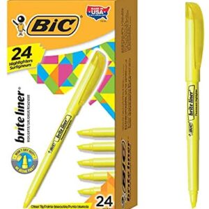 BIC Brite Liner Highlighter, Chisel Tip, Yellow, 24-Count, Chisel Tip for Broad Highlighting or Fine Underlining