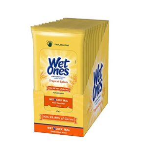 Wet Ones Antibacterial Hand Wipes, Tropical Splash Scent, 20 Count (Pack of 10), Packaging May Vary