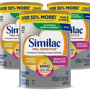 Similac Pro-Sensitive Infant Formula , Non-GMO, with Iron, 2’-FL HMO, for Immune Support, Milk-Based Powder, 2.18 Lb, Pack of 3 (One-Month Supply)