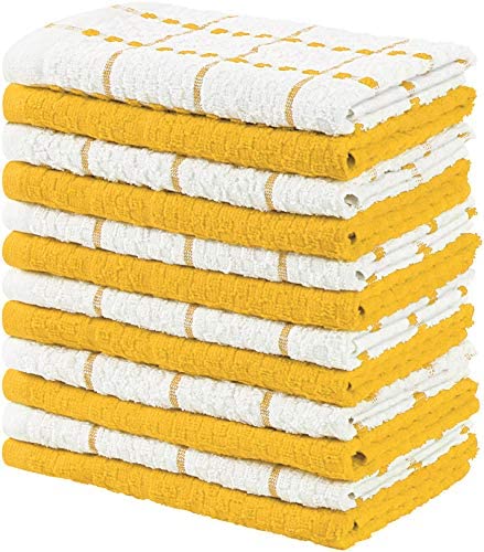 Utopia Towels Kitchen Towels, Pack of 12, 15 x 25 Inches, 100% Ring Spun Cotton Super Soft and Absorbent Yellow Dish Towels, Tea Towels and Bar Towels