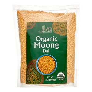 Jiva Organic Yellow Moong Dal 2 Pound – Non-GMO – Great for Kitchari – Split Mung Beans Washed