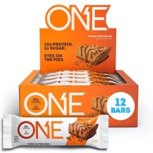 ONE Protein Bars, Peanut Butter Pie, Gluten Free Protein Bars with 20g Protein and only 1g Sugar, Guilt-Free Snacking for High Protein Diets, 2.12 oz (12 Pack)