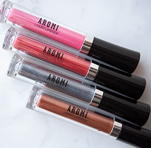 Aromi Metallic Liquid Lipstick | Long-lasting, Smear, Smudge, + Transfer Proof, Waterproof, Light, Baby Pink Lip Color with Shimmery Finish, Paraben + Phthalate Free (Pink Sugar) - Image 6
