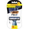 BIC Flex 3 Men’s Disposable Razors With 3 Blades, Ideal Razor For Face and Body Shaving, 8 Piece Razor Kit for Men