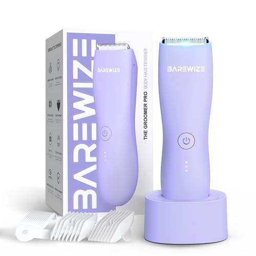 Bikini Trimmer for Women, Legs & Pubic Hair Trimmer | Waterproof, Type-C Rechargeable, LED Light, Replaceable Blade, Electric Razors for Women, Womens Body Shaver (Lilac Purple)