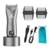 Electric Groin & Body Hair Trimmer for Men, Younger Waterproof Wet/Dry Groomer with Replaceable Foil Blade Heads,USB-C Rechargeable Safety Men’s Ball Shaver, TS033,Gray