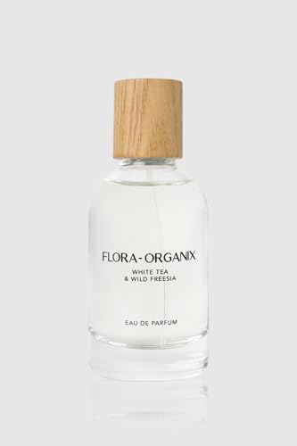 Flora-Organix White Tea & Wild Freesia Eau de Parfum – Natural Perfume with Sweet Floral Notes – Cruelty-Free, Sulfate-Free, Vegan with Natural Ingredients – 1.7 oz