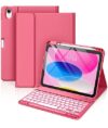 Hamile for iPad 11th 10th Generation Case with Keyboard – 7 Colors Backlit Wireless Detachable Folio Keyboard Cover with Pencil Holder for iPad 11-inch A16 2025 10th Gen 10.9 Inch 2022 (Pink)