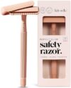 Kitsch Double Edge Safety Razors for Women and Men, Long Metal Handle and Stainless Steel Single Blade Razor with 5 Double Edge Refills, for Shaving and Travel Essentials – Terracotta