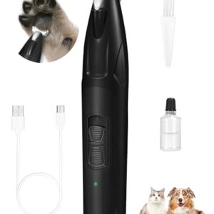 LEYOUFU Dog Clippers for Grooming, 2 Speed Dog Paw Trimmer with LED Light, Rechargeable Low Noise Pet Shaver for Trimming Dogs Cats Hair Around Paws, Eyes, Ears, Face, Rump (Black)