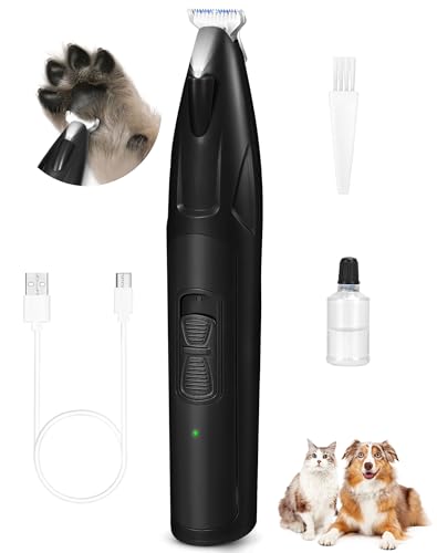 LEYOUFU Dog Clippers for Grooming, 2 Speed Dog Paw Trimmer with LED Light, Rechargeable Low Noise Pet Shaver for Trimming Dogs Cats Hair Around Paws, Eyes, Ears, Face, Rump (Black)
