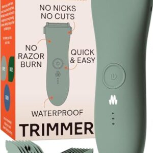 MERIDIAN The Trimmer Original – Body Hair Trimmer for Men, Electric Shaver for Pubic Hair, Chest, Legs & Bikini, Waterproof & Rechargeable, Sage