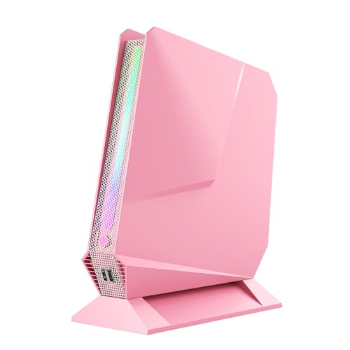 Mini PC i9-9980HK Processor & GeForce GTX1650 GDDR5 Dedicated Graphics Card 8C/16T RGB Lights Desktop Gaming Mini Computer, 32GB RAM 1TB NVMe SSD, 4K Triple Displays/WiFi 6E/BT 5.3, Pink