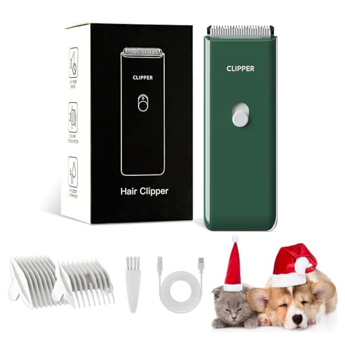 Professional Household Waterproof Low Noise Pet Hair Clippers Electric USB Rechargeable Painless Grooming Tools Hair Grooming Trimmer for Small Medium Dog Cat AP005 Green